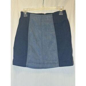 Free People Modern Femme Denim Mini Skirt Size 4 Boho‎ Two Tone Jean Skirt K16